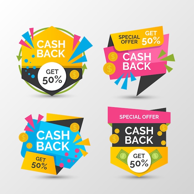 Cashback-etikettensammlung mit rabatt