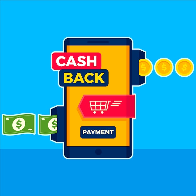 Cashback-Konzept mit Smartphone und Banknoten