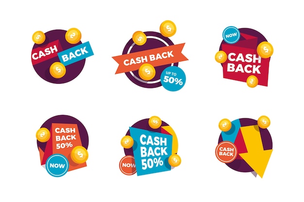 Cashback-label-sammlungskonzept