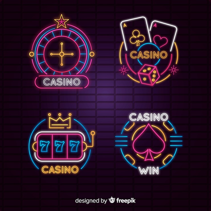 Kostenlose Vektor casino leuchtreklame sammlung
