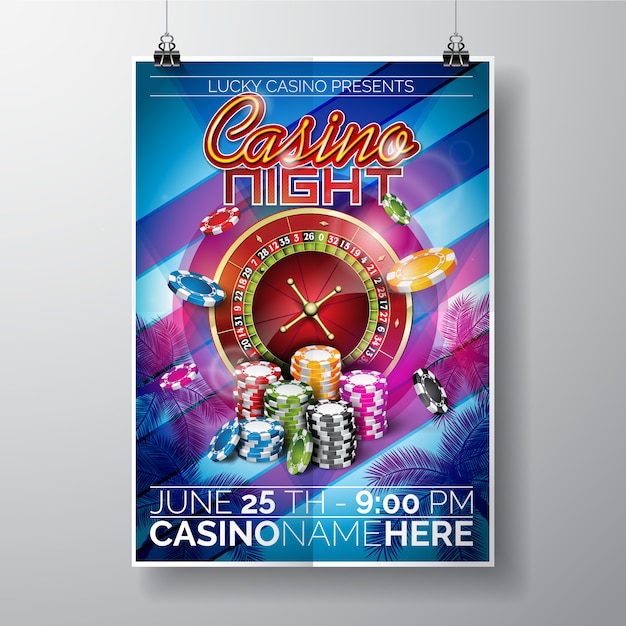 Kostenloser Vektor casino nacht poster vorlage