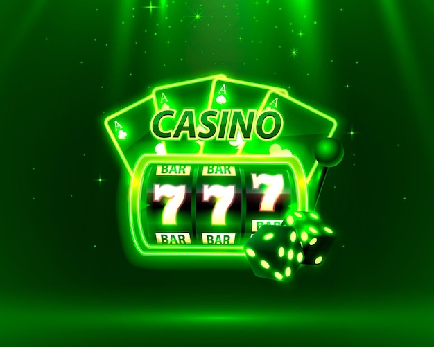 Casino neon cover, spielautomaten und roulette mit karten, szene hintergrundkunst. vektor-illustration