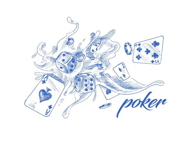 Casino-Poker-Design-Vorlage Handgezeichnete Skizze Vektor-Illustration