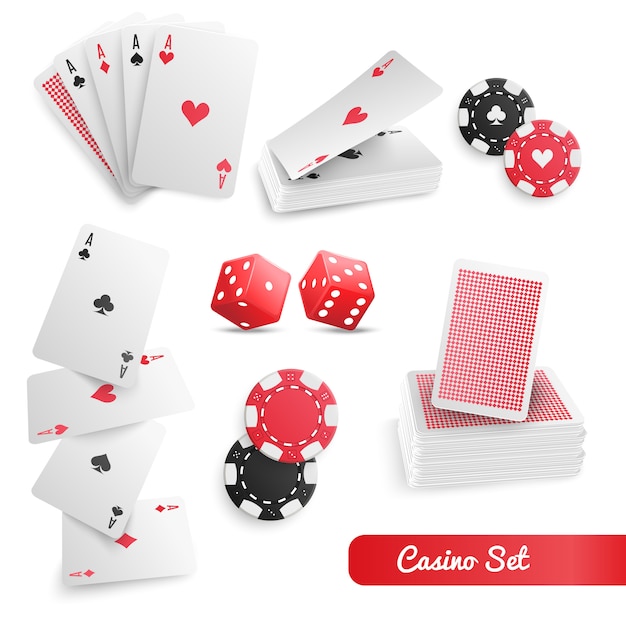 Kostenloser Vektor casino poker realistisches set