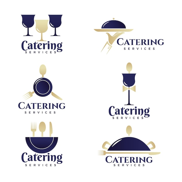 Kostenloser Vektor catering-logo-vorlagensammlung