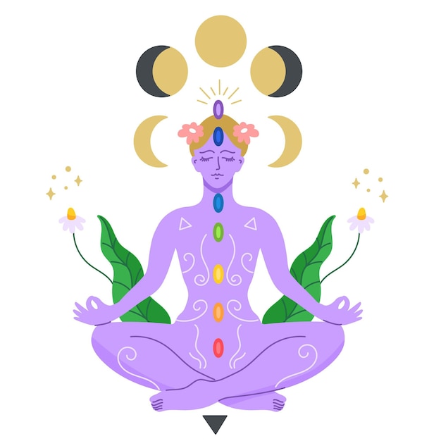 Chakra-konzept der meditierenden frau