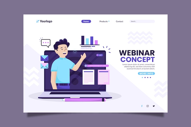 Kostenloser Vektor charakter-webinar-landingpage
