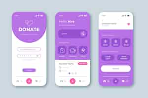 Kostenloser Vektor charity app interface-konzept