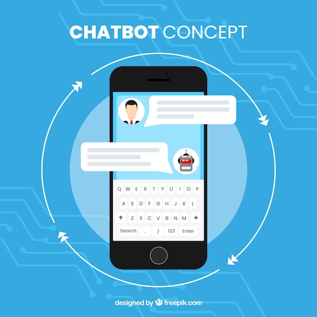 Chatbot konzept hintergrund mit mobilen gerät