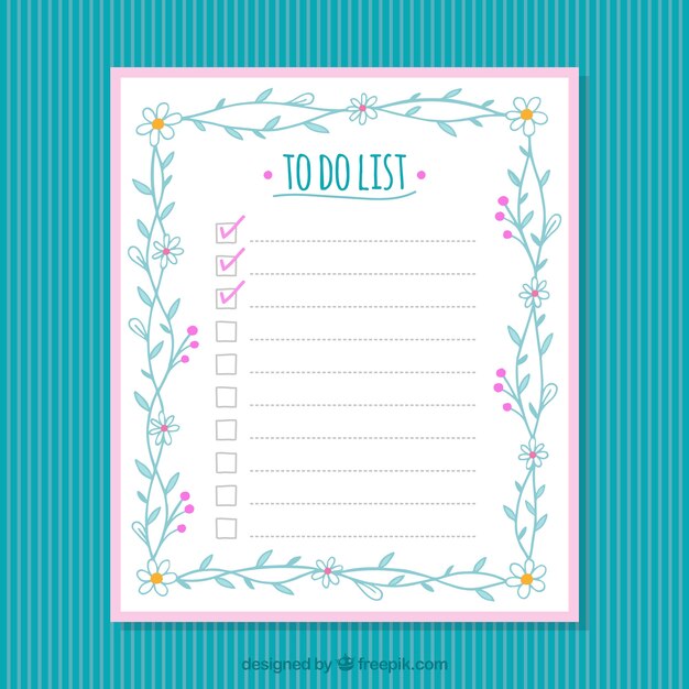 Checkliste Vorlage mit Blumenschmuck