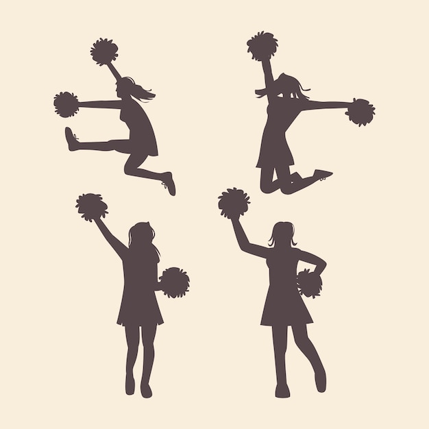 Cheerleader-silhouetten im flachen design