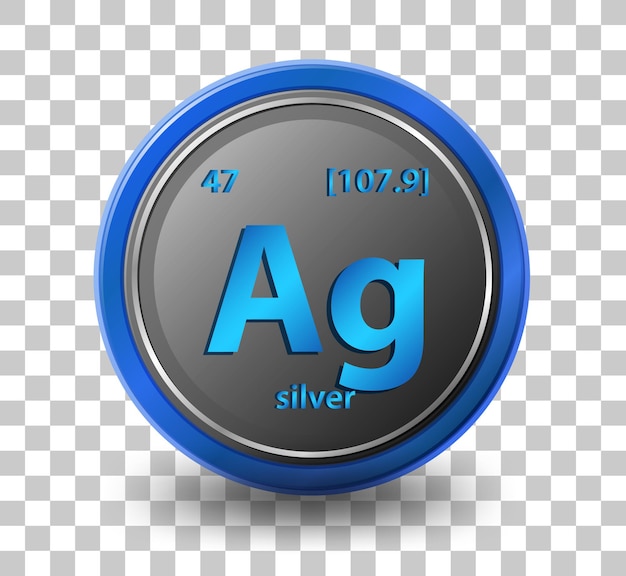 Kostenloser Vektor chemisches element silber. chemisches symbol mit ordnungszahl und atommasse.