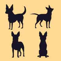 Kostenloser Vektor chihuahua-silhouette im flachen design