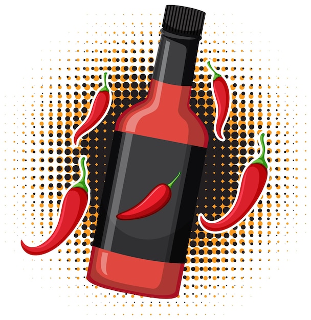 Kostenloser Vektor chili-sauce-flasche im cartoon-stil