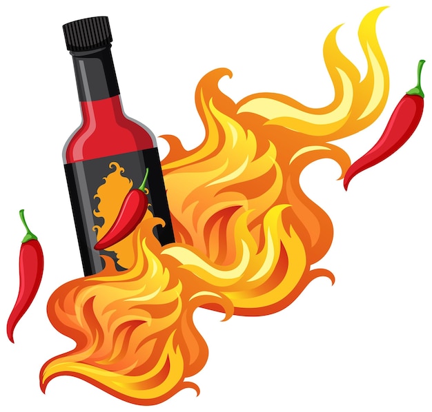 Kostenloser Vektor chili-sauce-flasche im cartoon-stil