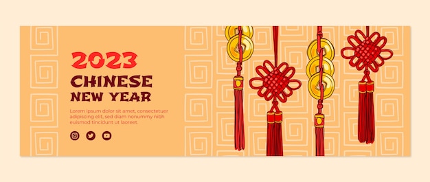 Chinesische neujahrsfeier twitter-header-vorlage