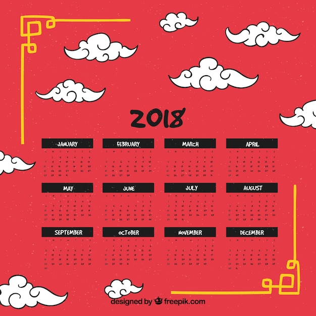 Chinesischer kalender 2018 des neuen jahres