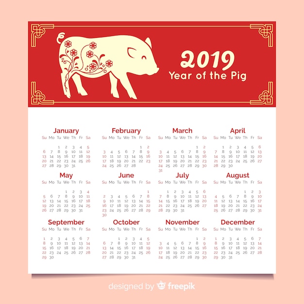 Chinesischer kalender des neuen jahres des einfachen schweins