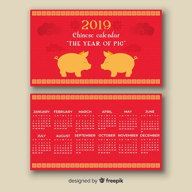 Chinesischer kalender des neuen jahres des schweineschattenbildes