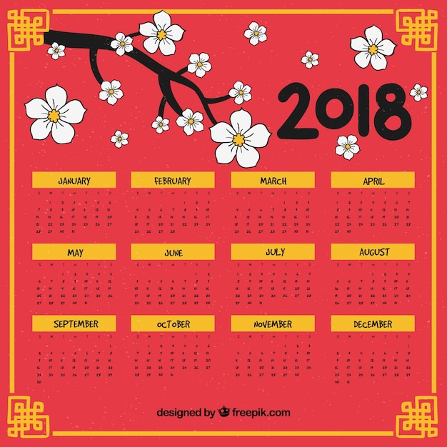 Kostenloser Vektor chinesischer kalender des neuen jahres