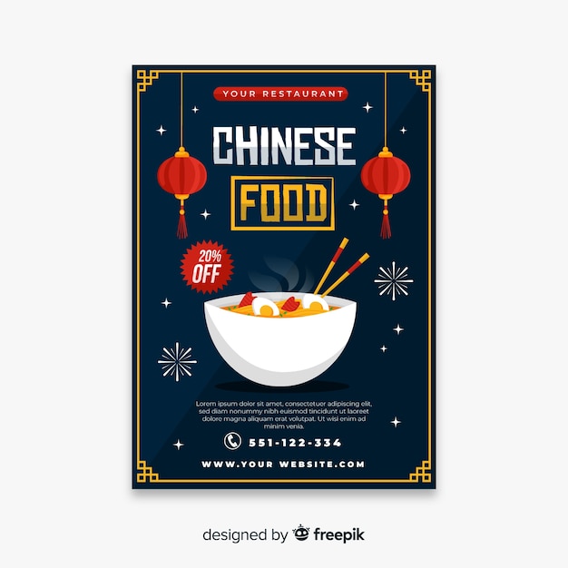 Kostenloser Vektor chinesisches essen flyer vorlage