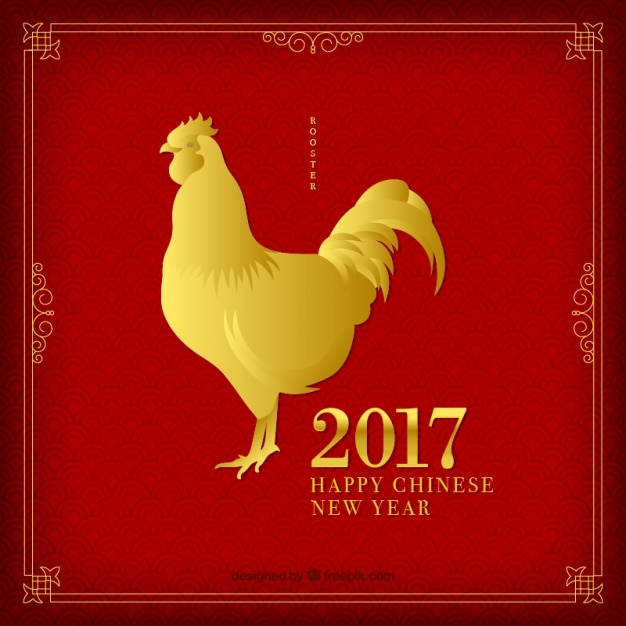 Chinesisches neues jahr 2017 goldene hahn