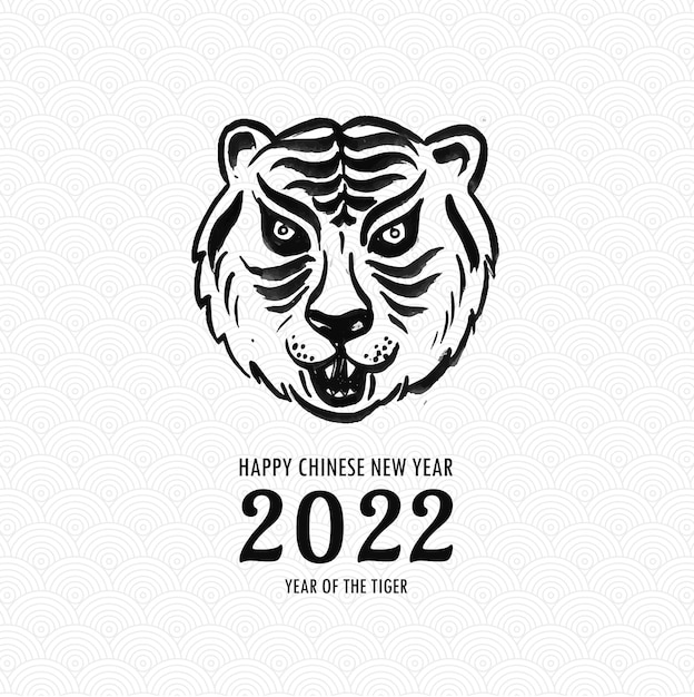 Kostenloser Vektor chinesisches neujahr 2022 für das jahr des tigerkartenhintergrunds