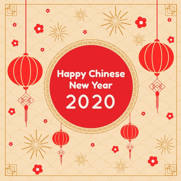Chinesisches Neujahr im flachen Design
