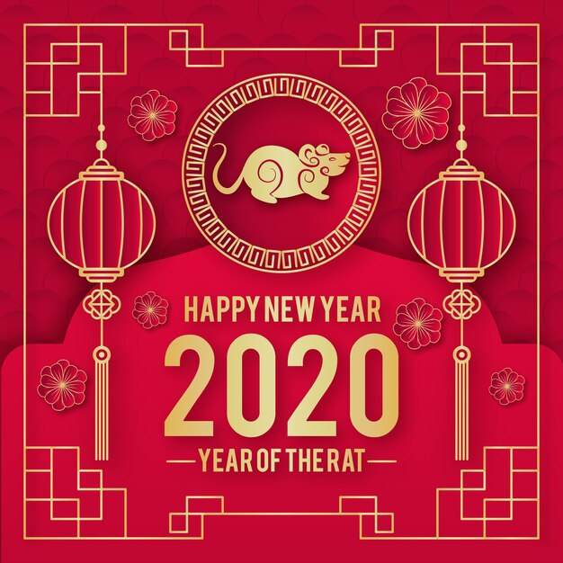 Chinesisches Neujahr im Papierstil