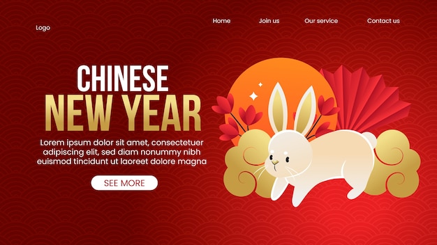 Chinesisches neujahrs-landing-page-vorlage mit farbverlauf