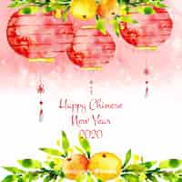 Kostenloser Vektor chinesisches neujahrsfest mit laternen
