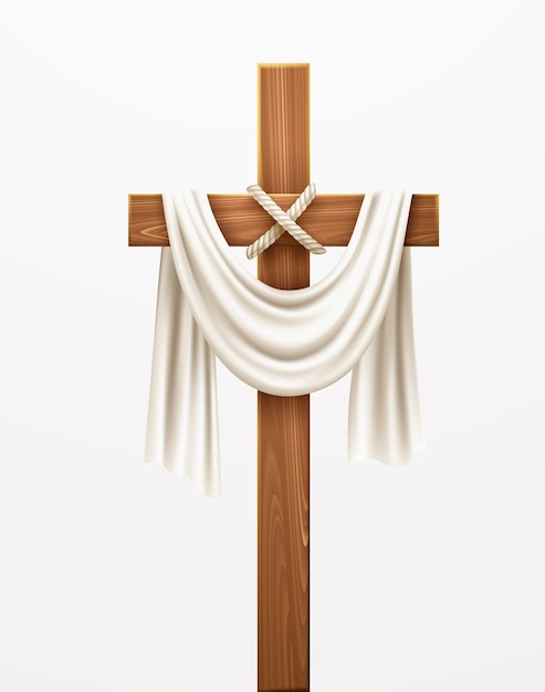 Christliches kreuz. herzlichen glückwunsch zum palmsonntag, ostern und der auferstehung christi. vektorillustration eps10