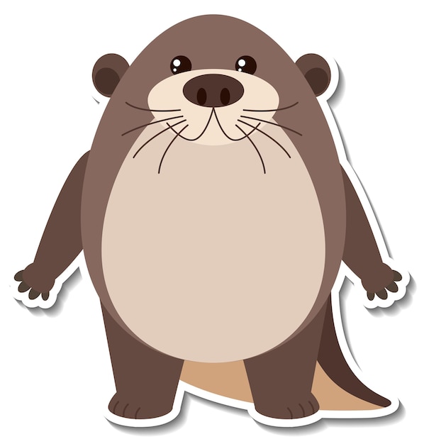 Chubby otter tier cartoon aufkleber