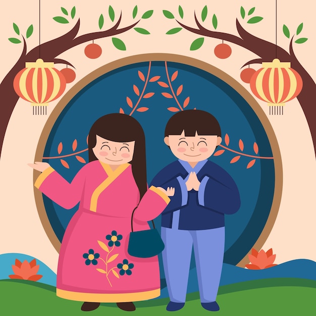 Kostenloser Vektor chuseok festival illustration design