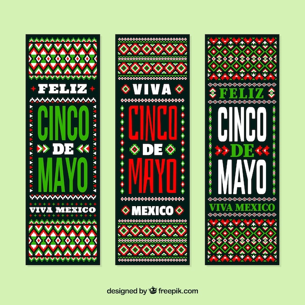 Kostenloser Vektor cinco de mayo banner mit traditionellen elementen