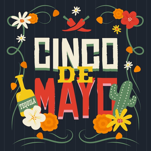 Kostenloser Vektor cinco de mayo flacher stil