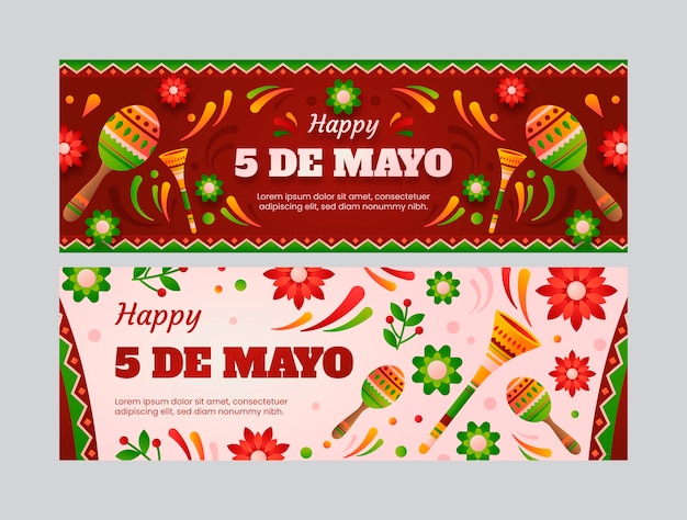 Cinco de mayo horizontale banner mit farbverlauf