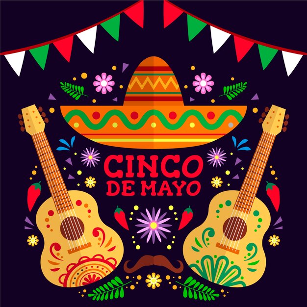 Cinco de Mayo in flachem Design
