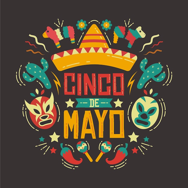 Kostenloser Vektor cinco de mayo schriftzug