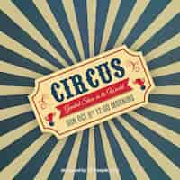 Kostenloser Vektor circus ticket auf sunburst hintergrund