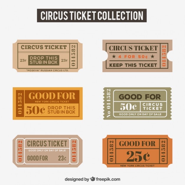 Kostenloser Vektor circus ticket colecction