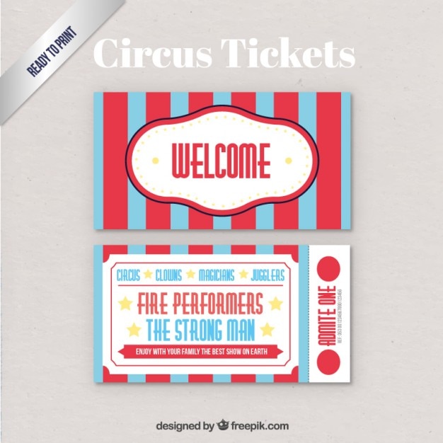 Kostenloser Vektor circus tickets pack retro-stil