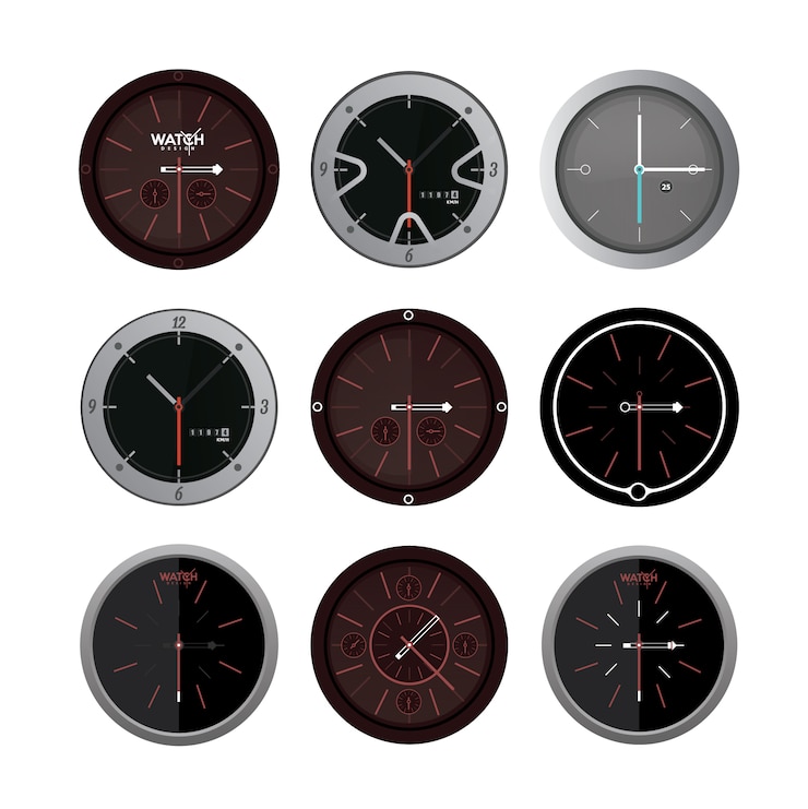 Kostenlose Vektor clock-designs kollektion