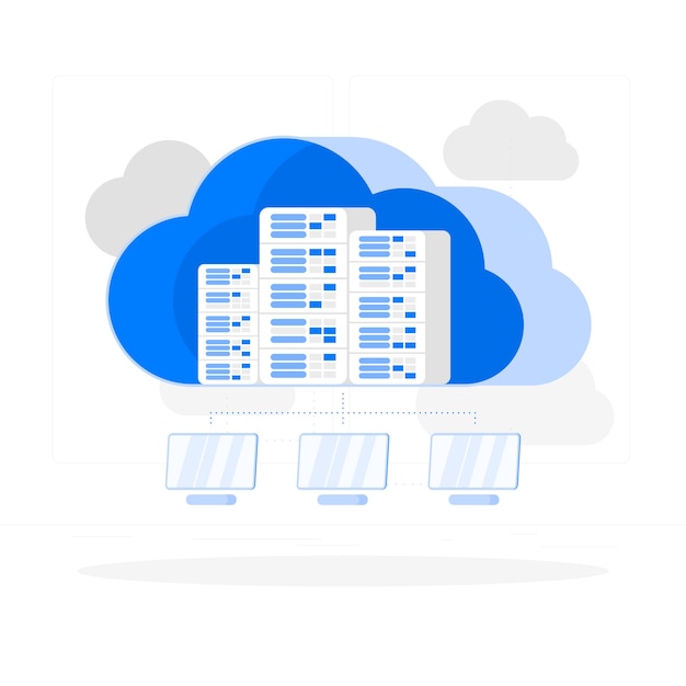 Kostenloser Vektor cloud-hosting-konzept illustration