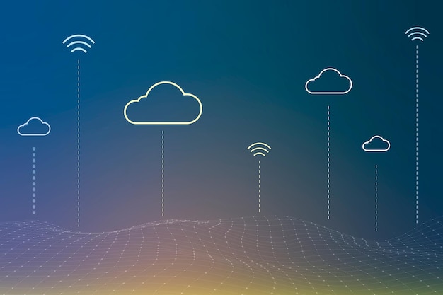 Kostenloser Vektor cloud-netzwerksystem-hintergrundvektor für social-media-banner