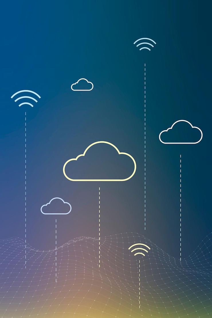 Kostenlose Vektor cloud-netzwerksystem-hintergrundvektor für social-media-banner