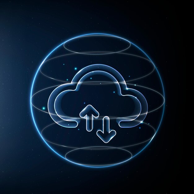 Cloud-Netzwerktechnologie-Symbol in Blau auf Farbverlaufshintergrund