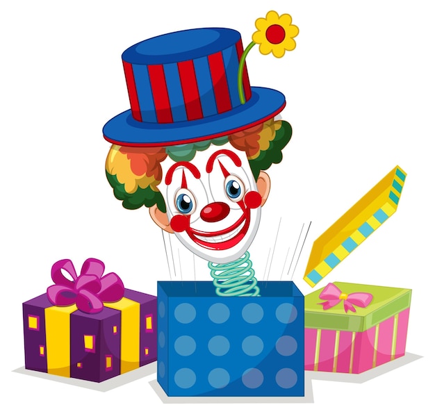 Kostenloser Vektor clown-jack-in-the-box-spielzeug
