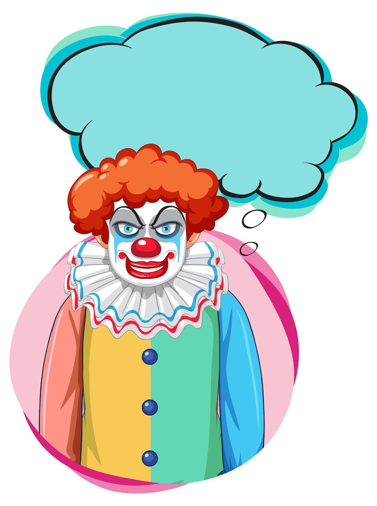 Kostenlose Vektor clown mit blasenrede