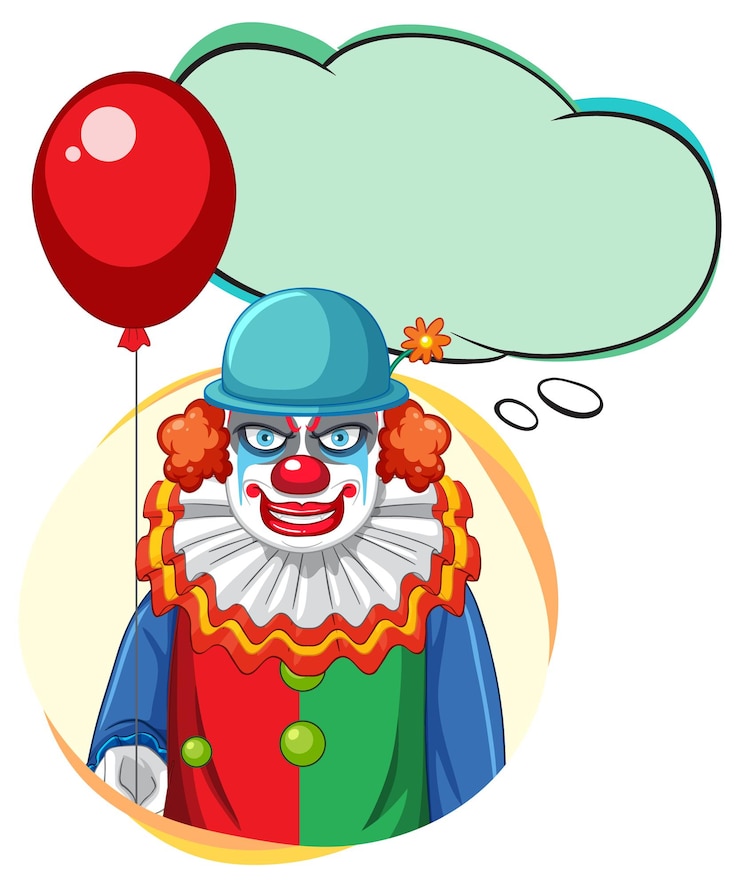 Kostenlose Vektor clown mit blasenrede